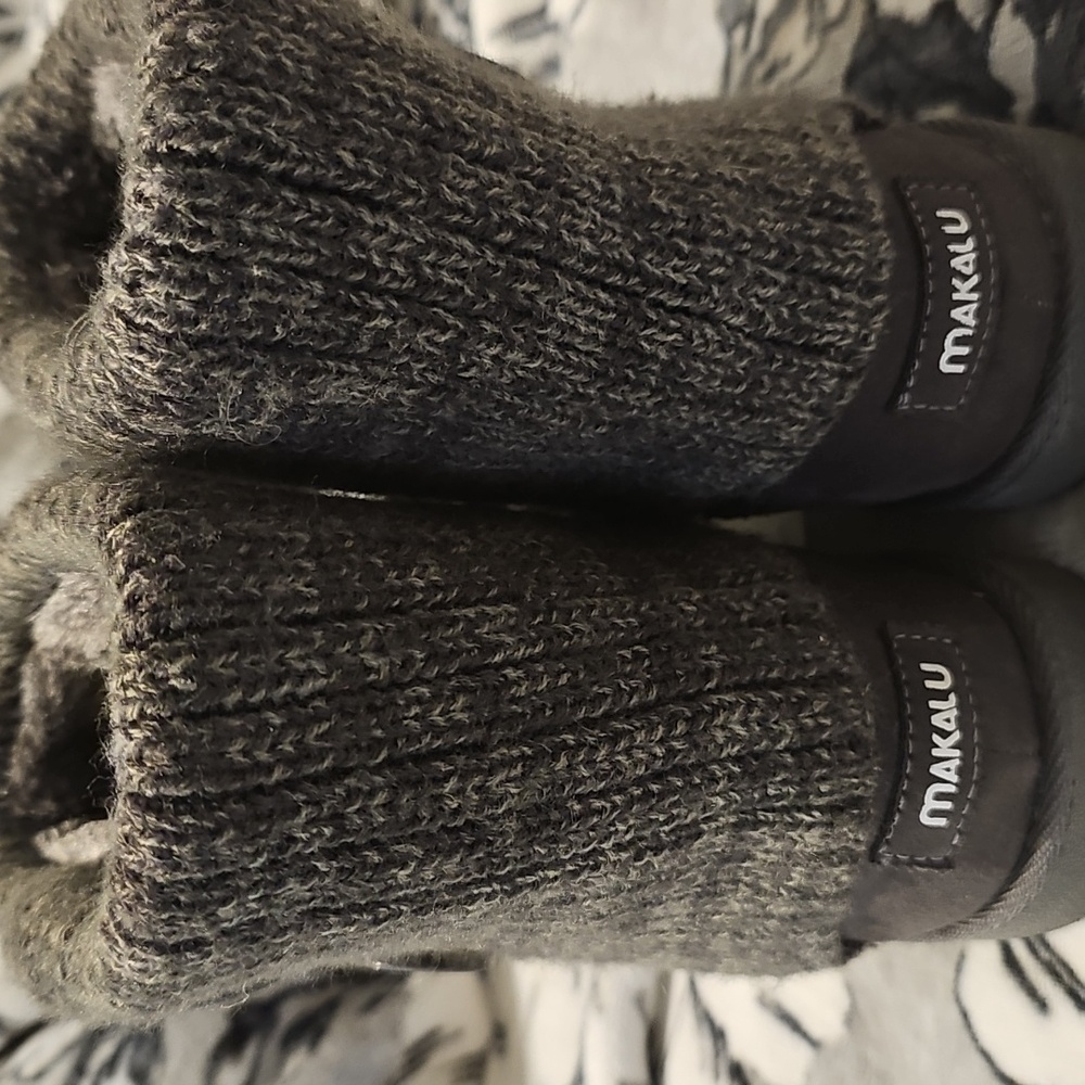 Knit-Cuff Ankle Booties in Gray